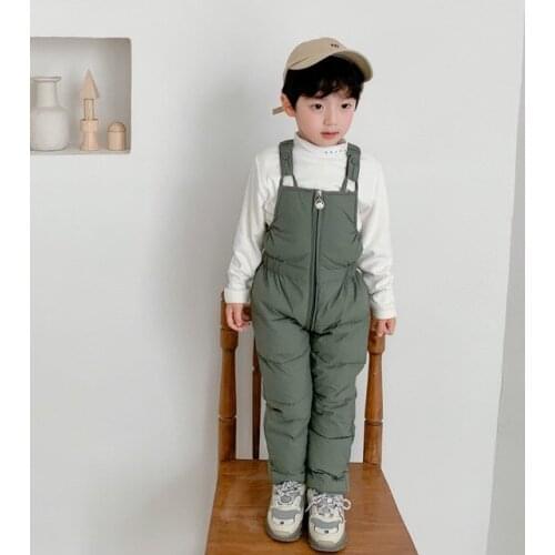 1 2 3 4 5 Y Unisex Kids Winter Overalls Casual Korean Thick Down Jumpsuit for Girls Toddler Boys Pants High Quality Baby Pants