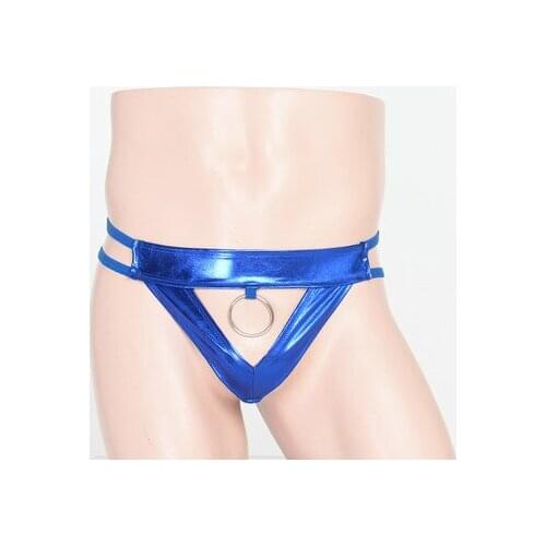 2018 Mens Erotic Lingerie Gay Panties Open Crotch Hollow Out Jockstrap Low Rise Bikini G-string Underwear with Metal Cock Ring