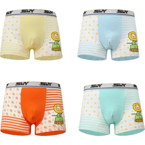 4Pcs Lot 2 To 10 Years Boys Underwear Boxer Cartoon Design Kids Cotton Briefs Panties Soft Shorts Childrens Clothing