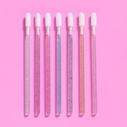 50pcs Womens Fashion Disposable Lip Brush Applicator Mascara Wands Crystal Cosmetic Eyelash Brush Make Up Brushes Tools