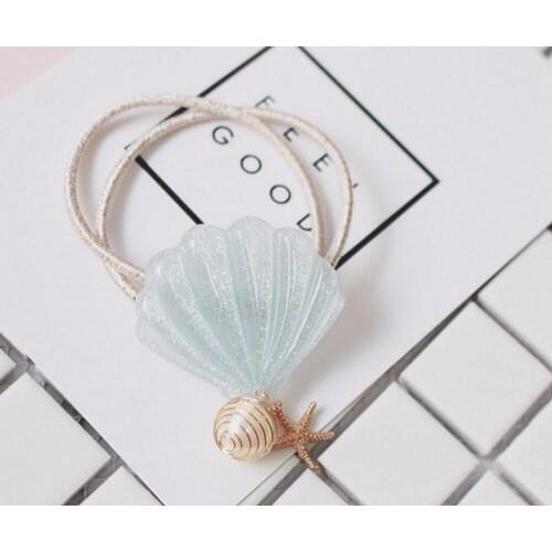 600pcs/lot summer glitter starfish and seashells elastic hair bands/starfish hairband