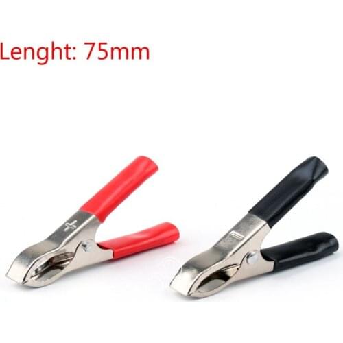 Areyourshop Sale 2PCS Large Size 75mm 30A Crocodile Alligator Car Battery Insulated Clip Clamps Red Black for Battery chargers