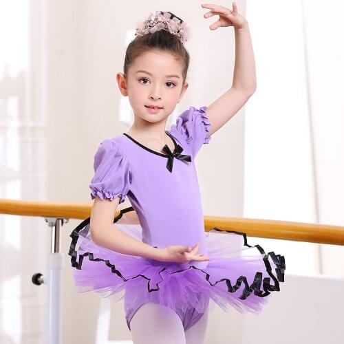 Ballet Dance Dress Kids Pink Girls Ballet Dress for Children Ballet Tutu Costumes for Girls Short Sleeve Dance Leotard Dancewear