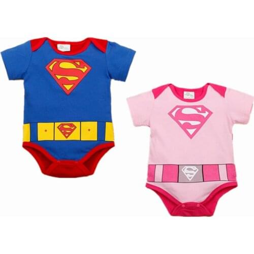 Free Shipping Superbaby Twins Clothes Infant Boy Girl Pink Bodysuit Toddler One Piece Cotton Onesies Clothes