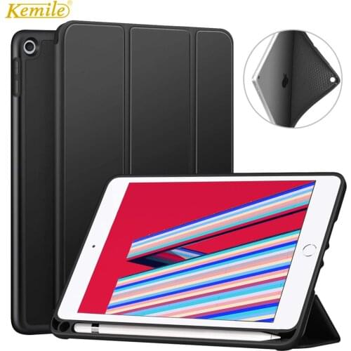 For iPad mini 5 7.9 case W pencil holder Ultra Slim Lightweight Smart Protective Stand TPU back Cover For iPad mini 4 7.9 Case