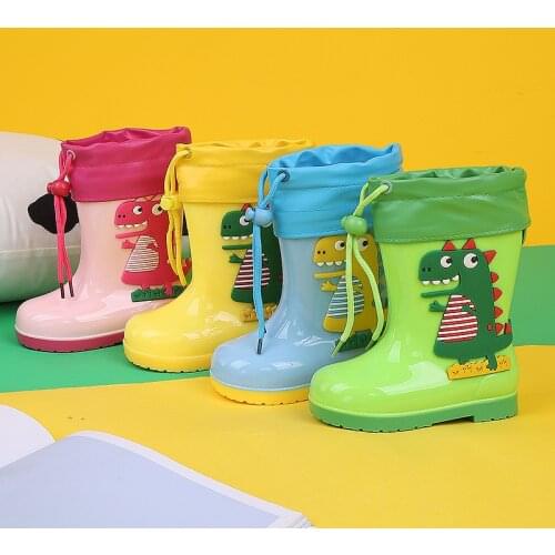 Kids boots Waterproof rain boots Rubber Non-slip fashion children rain Shoes Comfortable warm leather boots SBY002