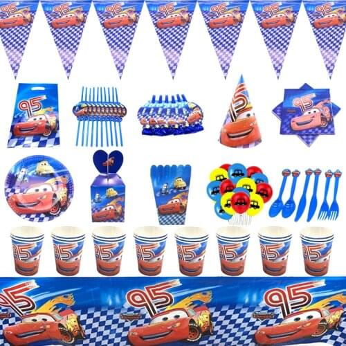 Disney Cars Birthday Party Decorations Kids Favor Lightning McQueen Paper Cups Plates Baby Shower Disposable Tableware Supplies