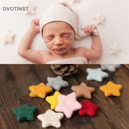 Dvotinst Newborn Baby Photography Props Handmade Wool Cute Mini Stars 5pcs for Studio Shooting Accessories Infant Photo Props