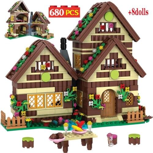 City Dwarf Huts DIY Building Blocks Friends House Villa Snow White Figures Bricks Toys For Children Girls