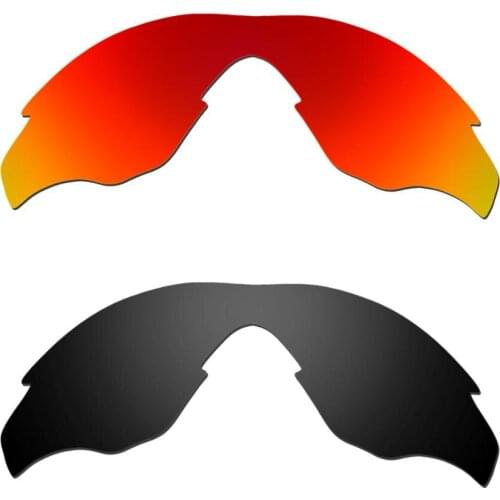 HKUCO For M2 Sunglasses Replacement Polarized Lenses 2 Pairs - Red & Black