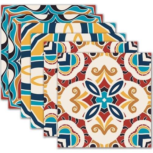 Creative 6pcs/set Colorful mediterranean style Wall sticker DIY PVC Waterproof Self adhesive Furniture Bathroom Tile Sticker