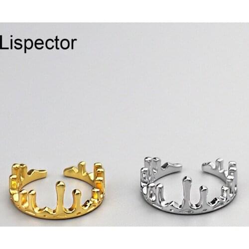 Lispector Authentic 925 Sterling Silver Elegant Princess Crown Rings for Lover Irregular Hip Hop Gold Color Ring Unisex Jewelry