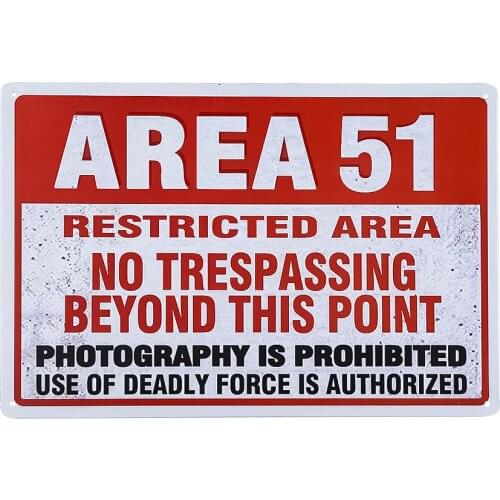 Area 51 Metal Wall Sign Plaque Warning, Alien, Conspiracy Theory - 8x12 inch
