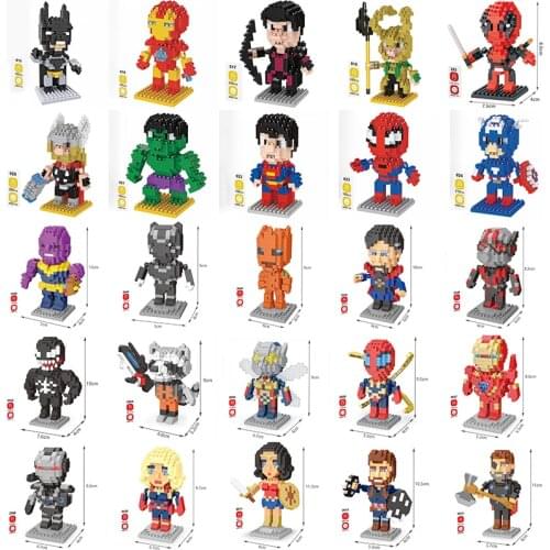 DIY Diamond Blocks famous Cartoon Super spider bat Steel hero Wonder man Woman Anime Comic child Toy Bouwstenen Speelgoed no box