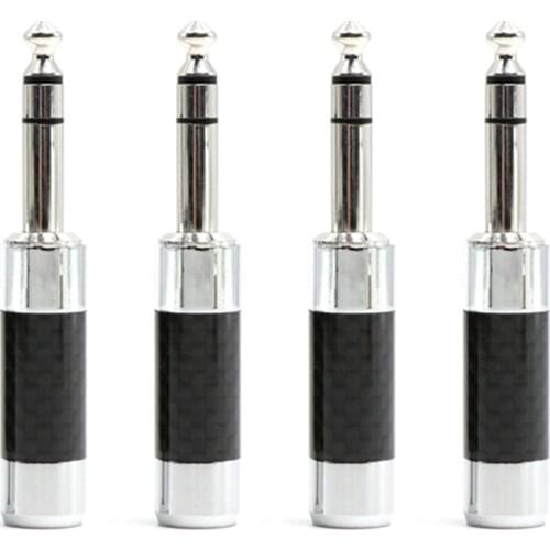 One 3 Poles 6.35MM Stere carbon fiber Pure Brass Rhodium Plated Microphone Console Audio Plug Male Jack Audio Plug Connector