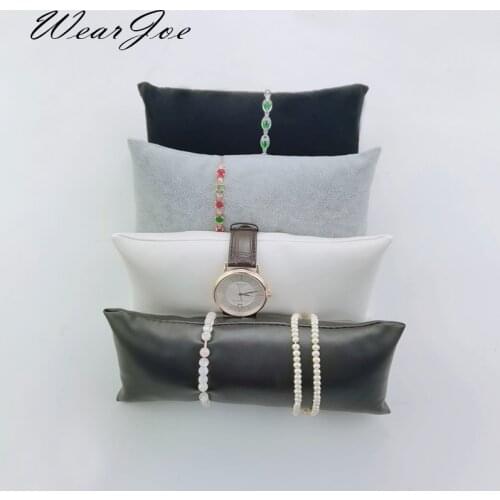 Wholesale Jewelry Large Pillows Display Cushion for Bangle Watch Box Black White Grey Velvet/PU Bracelet Pillow Holder Showcase
