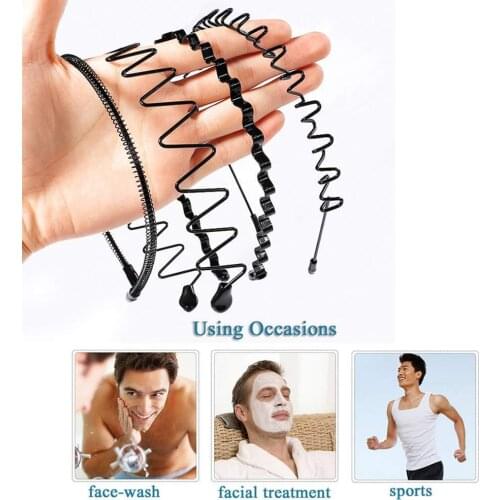 6Pcs Headband Fashion wave Mens Women Unisex Black Wavy Hair Head Hoop Band Sport Headband Hairband hair accessories #E