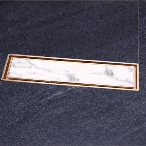 Gold Pure copper brass 300*83mm bathroom Rectangle Linear Invisible Shower Drain Floor Strainer drainer with Tile Insert Grate