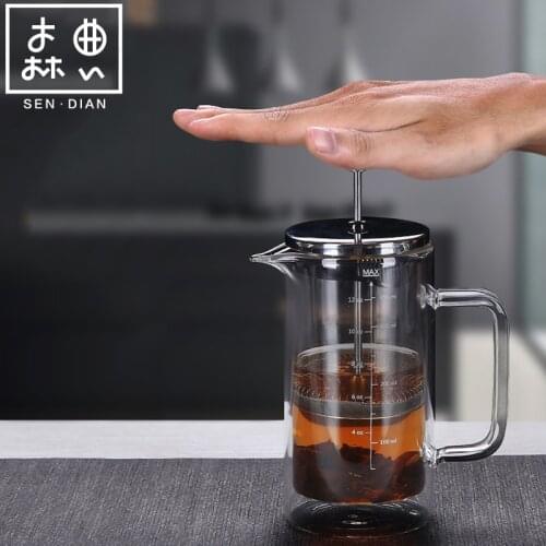 SENDIAN Portable French Pressure Pot High Temperature Resistant Glass Filter Teapot 2021 New Hot Office Home Kitchen Accessories