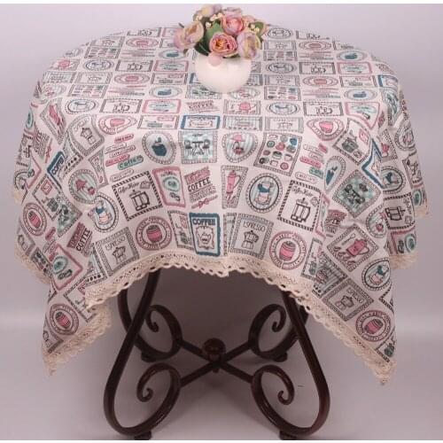 CURCYA Household Linen Mediterranean Cup Coffeepot Printed Tablecloth Coffee Store Hotel Restaurant Customize Table Cloth Covers