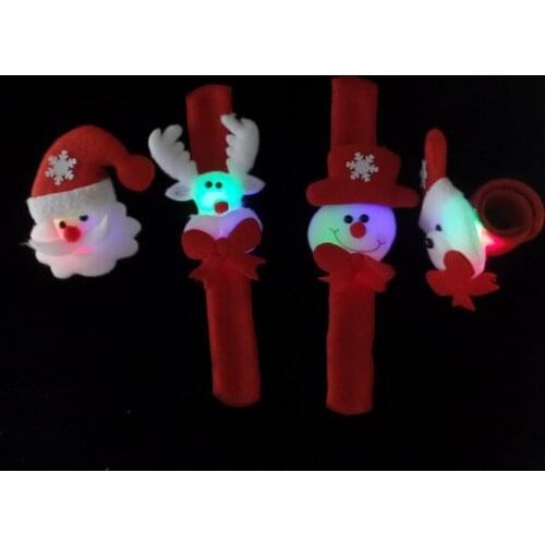Luminous led flashing colorful birthday party Christmas patter ring hand plush snowman wrist party gift cartoon bracelet