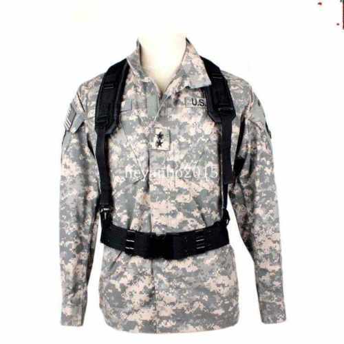 TACTICAL NYLON COMBAT Y-TYPE LOAD BEARING SUSPENDERS AND HEAVY DUTY BELT BLACK - World military Store