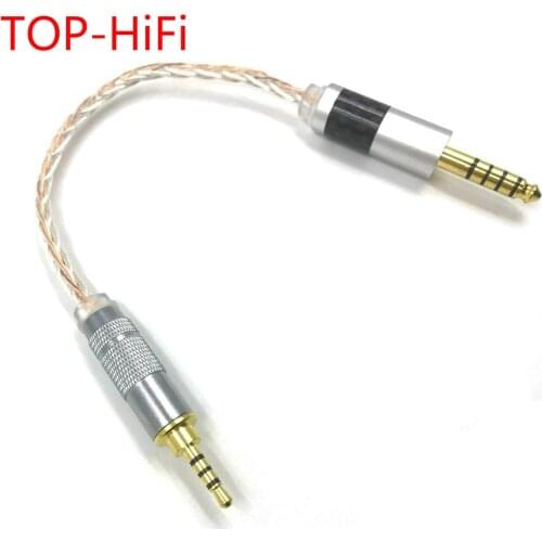 TOP-HiFi 2.5mm TRRS Balance Male to 4.4mm Balance Male 8 Croes Single Crystal Cooper Silver Mixed Audio Male to Male Aux Cord