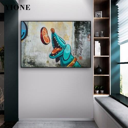 Street Graffiti Art Dog Meat Wall Painting Modern Funny Animal Canvas Picture for Living Room Bedroom Posters and Prints Decor