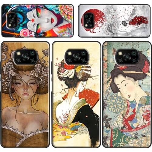 Japanese Geisha Case For Xiaomi Redmi Note 8 9 Pro A 9C 8T 9S Poco X3 Redmi K30 Ultra Mi Note 10 Lite 9T