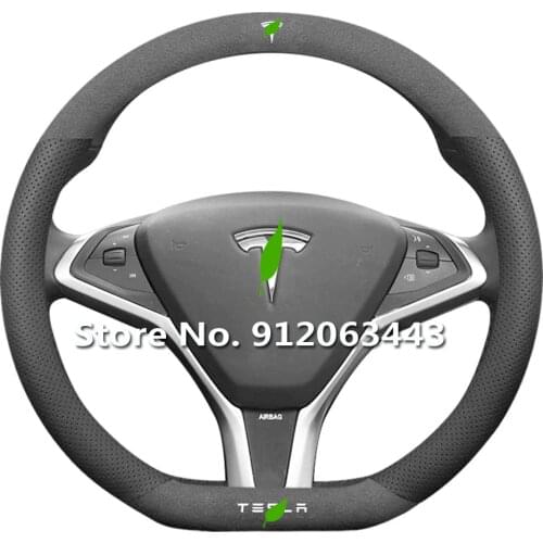 Suede Leather Car Steering Wheel Covers 38cm Auto Accessories for Tesla Model X 3 Models Model Y 2012 2014 2016 2018 2019 2021