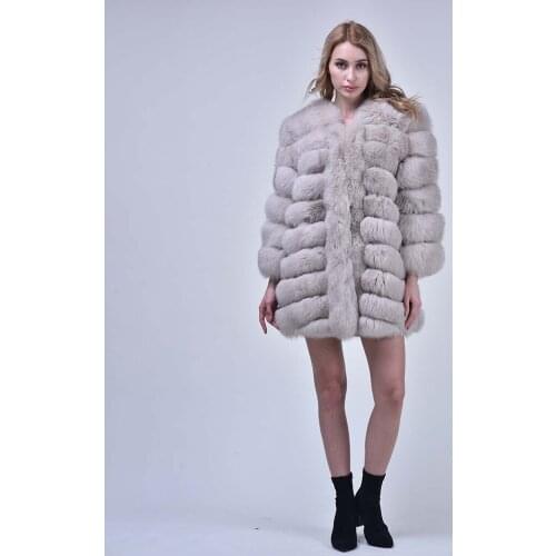 Ten Section High Quality Fox Fur Coat Solid Color Female Outwear For Women Custom Made Xxxxxl