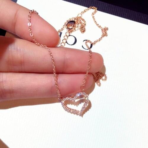 Top Quality Trendy Fashion Zircon Love Necklace for Women AAA Zirconia Heart Clavicle Choker Colar Wedding Jewelry Pendant