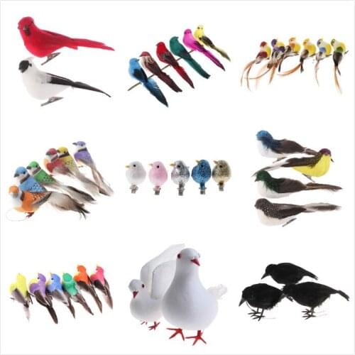 1/12PCS Foam Artificial Bird Flower Supplies For Wedding Christmas Tree Decoration DIY Scrapbooking Wreath Fake Flowers