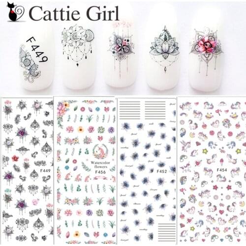 1 Sheet Nail Art Sticker Lace Flowers Dried Nail Decorations Lavender 3D Stickers DIY Manicure Full Nail Decals