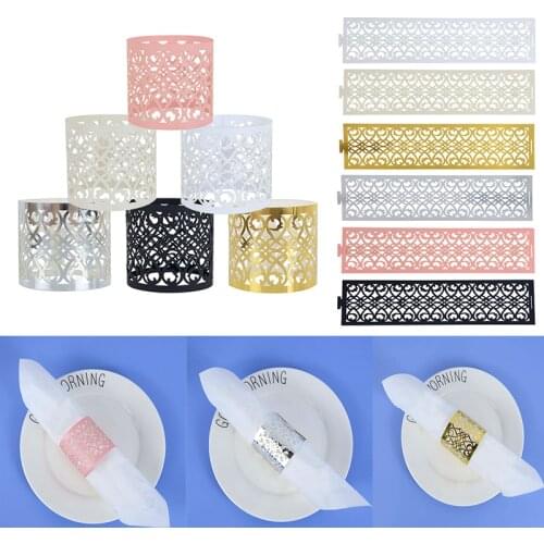 10/20pcs Hollow Flower Napkin Rings DIY Pearl Paper Towel Buckle Holder For Wedding Table Decoration Hotel Home Table Supplies