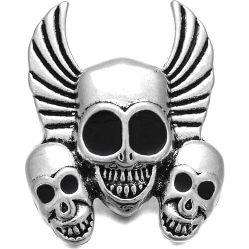 10pcs/lot Skull Snap Jewelry Metal 18mm Snap Button Fit OEM DIY Snap Bracelets For Women Man Gift ZA898