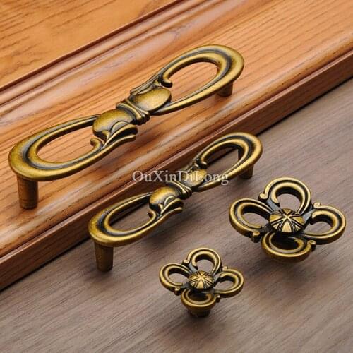 10PCS Retro Vintage European Antique Kitchen Door Furniture Handle Cupboard Drawer Wardrobe Wine Cabinet Pulls Handles and Knobs