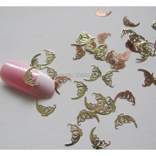 MS182-2 100pcs Gold Cute Butterfly Metal Sticker Nail Art Metal Sticker Nail Art Decoration Non-adhesive Sticker