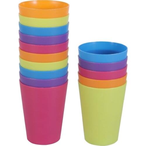 15pcs Colorful Plastic Cups Home Beverage Drinking Cup Reusable Holiday Party Tableware and Party Supplies 101-200ml (Random Col