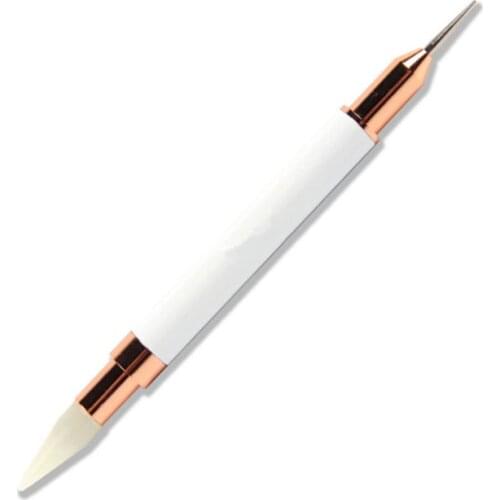 2 In 1 Wax Pencil Rhinestone Picker Metal Handle Nail Art Dotting Tool Pen