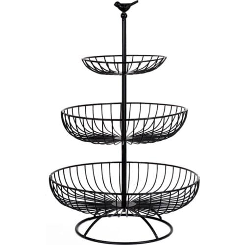 3 Layer Fruit Plate Retro Style European Party Multi-layer Metal Three Layer Fruit Tray Snack Candy Tray Fruit Bowl Counter