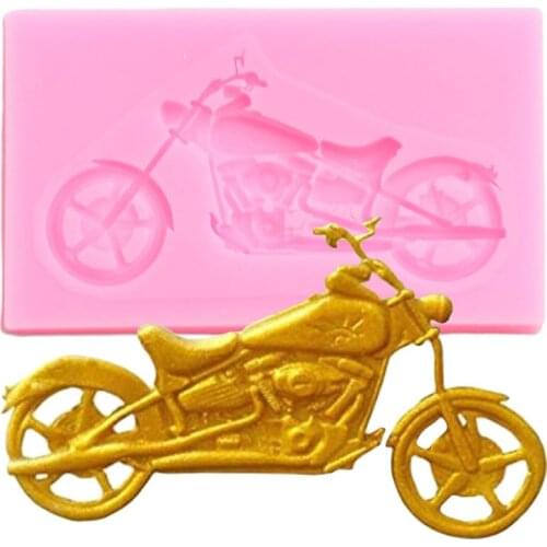 3D Motorcycle Silicone Mold Baby Birthday Cupcake Topper Fondant Cake Decorating Tools Polymer Clay Candy Chocolate Moulds
