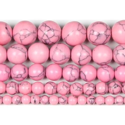 4-12mm Natural Stone Beads Round Smooth Loose Pink Pine Stone Beads For Jewelry Making DIY Charm Bracelet Necklace Handmade