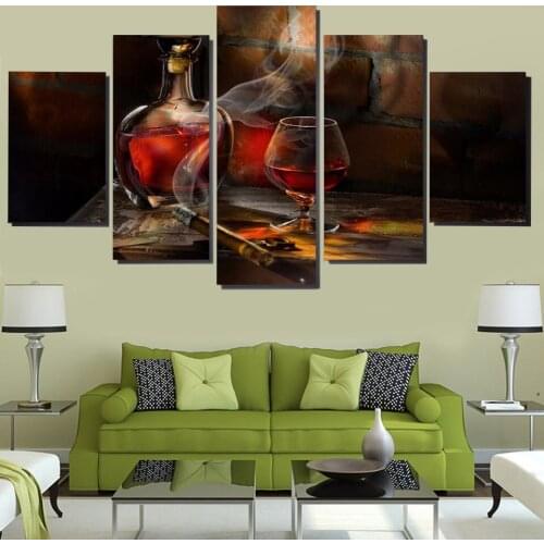 5 Piece Hd Printed Ordinary Red Wine Glasses Abstract Oil Painting On Canvas Room Decoration Print Poster Picture Canvas