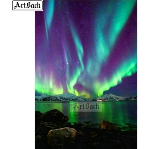 5d diamond painting cross stitch northern lights scenery full square diamond mosaic 3d diamond embroidery sticker