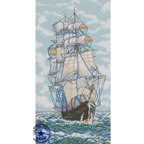 Free delivery Top Quality popular lovely counted cross stitch kit ship sailing on the sea ocean boat