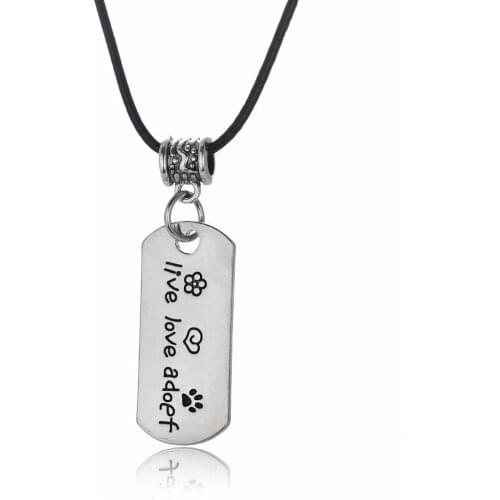 Bespmosp 24PC/Lot Wholesale Live Love Adopt Charm Bead Chain Pendant Necklace Dog Cat Pet Rescue Lover Retro Jewelry