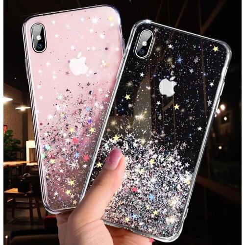 Suitable for iPhone12 11 Pro Max 7/8 Plus gradient glitter star mobile phone case protective cover SP38