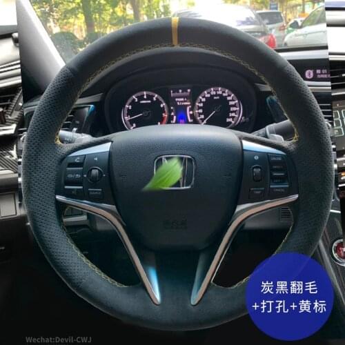 Black Leather Steering Wheel Cover For Honda Civic URV Envix Fit CRV Gienia Odyssey Accord Spirior Elysion Interior Accessories