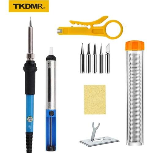 60W Adjustable Temperature Electric Soldering Iron Tip for 5PCS Kit 220V 110V Solder Paste Ceramic Heater Welding Repair Tools